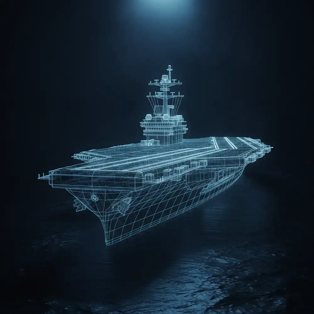 Estructura wireframe del portaaviones